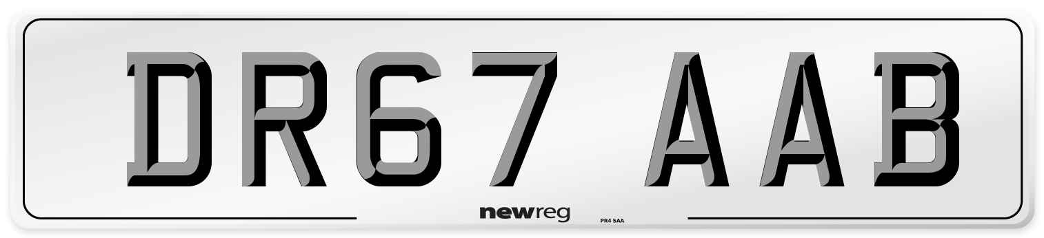 DR67 AAB Number Plate from New Reg